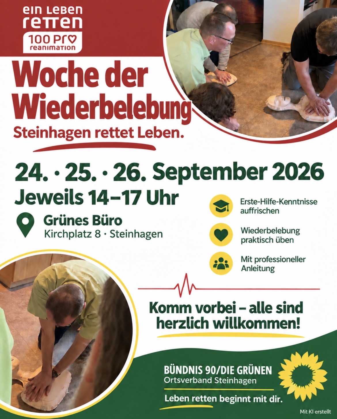 GRÜNE Steinhagen laden zum Wiederbelebungstraining ein